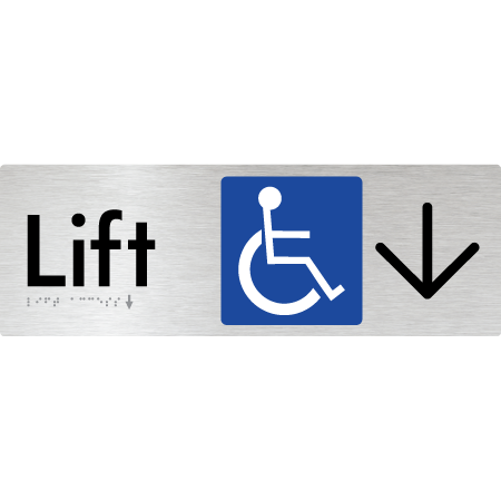Lift Access w/ Large Arrow - Braille Tactile Signs Aust.