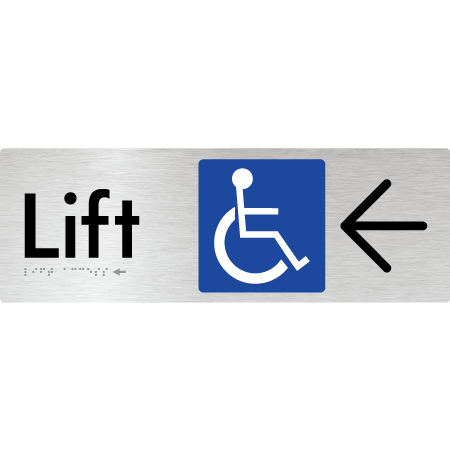 Lift Access w/ Large Arrow - Braille Tactile Signs Aust.