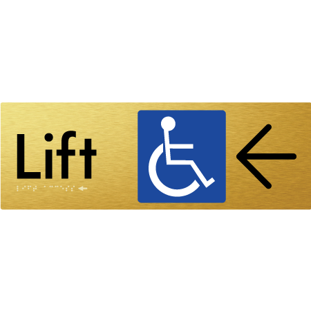 Lift Access w/ Large Arrow - Braille Tactile Signs Aust.
