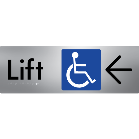 Lift Access w/ Large Arrow - Braille Tactile Signs Aust.