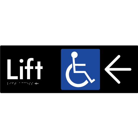 Lift Access w/ Large Arrow - Braille Tactile Signs Aust.