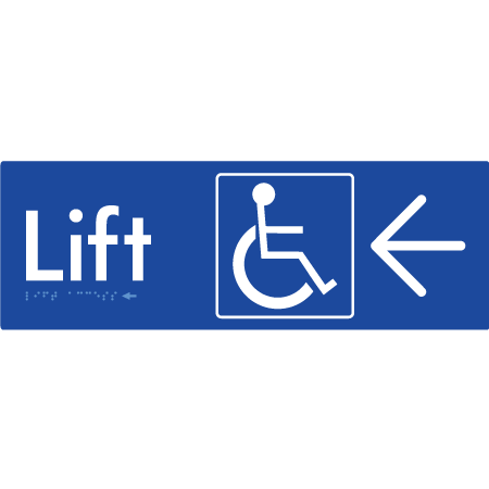Lift Access w/ Large Arrow - Braille Tactile Signs Aust.