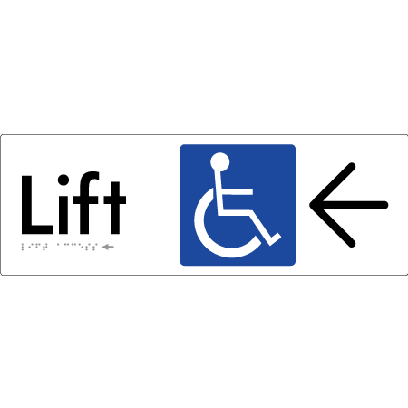 Lift Access w/ Large Arrow - Braille Tactile Signs Aust.