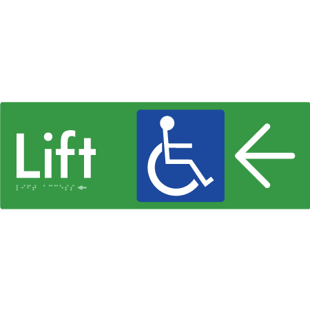 Lift Access w/ Large Arrow - Braille Tactile Signs Aust.