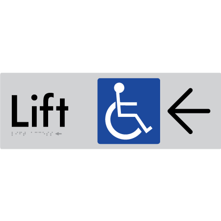 Lift Access w/ Large Arrow - Braille Tactile Signs Aust.