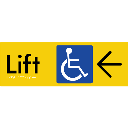 Lift Access w/ Large Arrow - Braille Tactile Signs Aust.