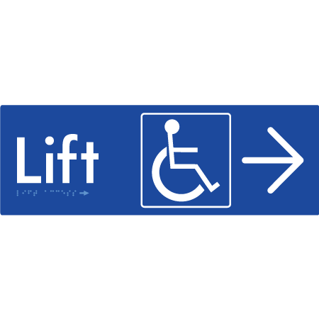 Lift Access with Large Directional Arrow - Braille Tactile Signs Aust.