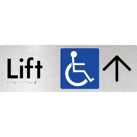 Lift Access w/ Large Arrow - Braille Tactile Signs Aust.