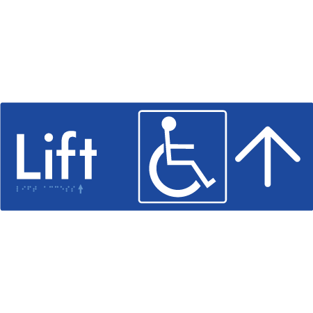 Lift Access with Large Directional Arrow - Braille Tactile Signs Aust.