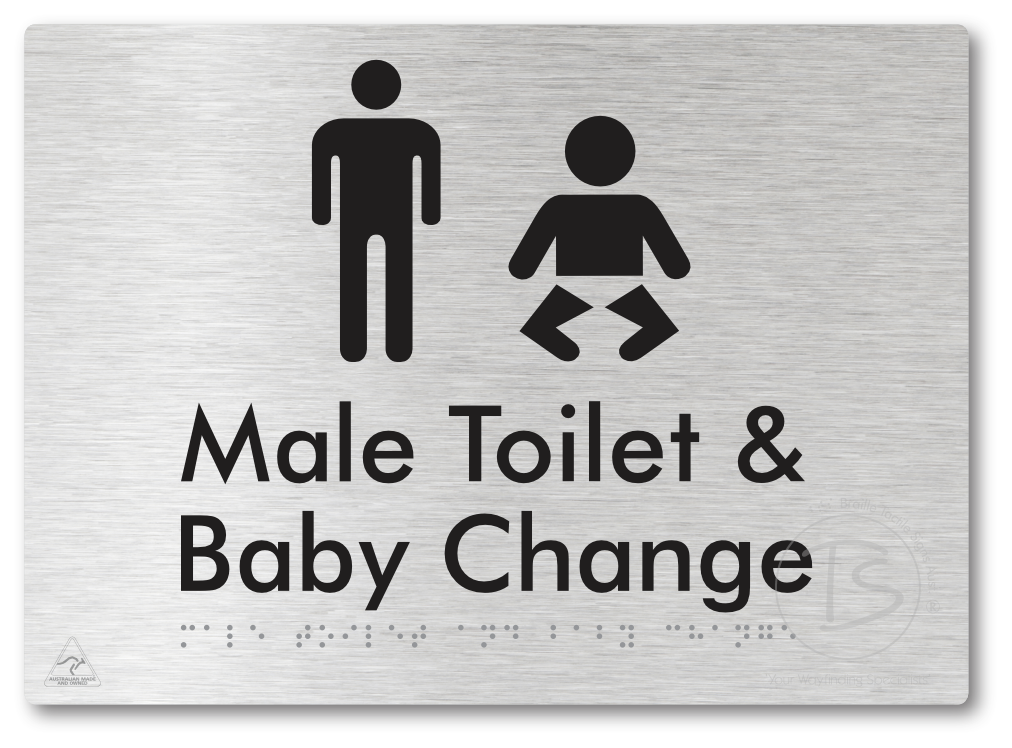Male Toilet and Baby Change - Braille Tactile Signs Aust.