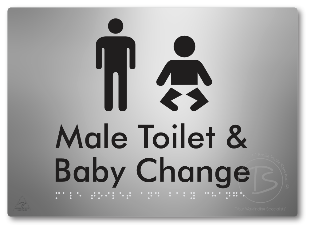 Male Toilet and Baby Change - Braille Tactile Signs Aust.