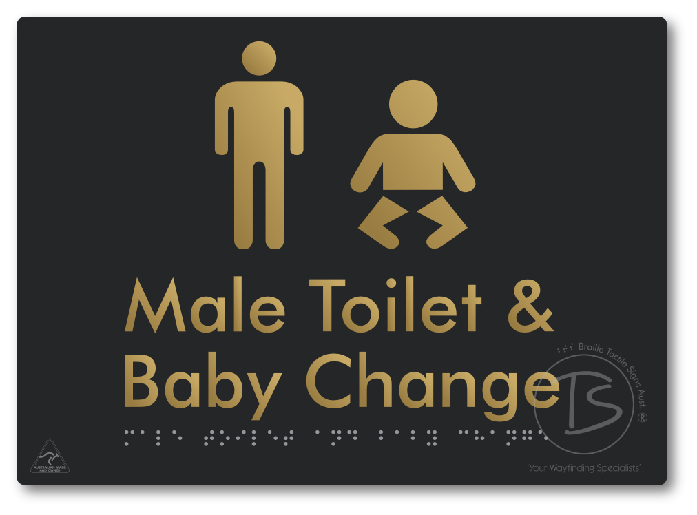 Male Toilet and Baby Change - Braille Tactile Signs Aust.