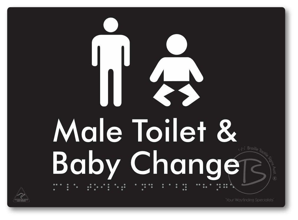 Male Toilet and Baby Change - Braille Tactile Signs Aust.