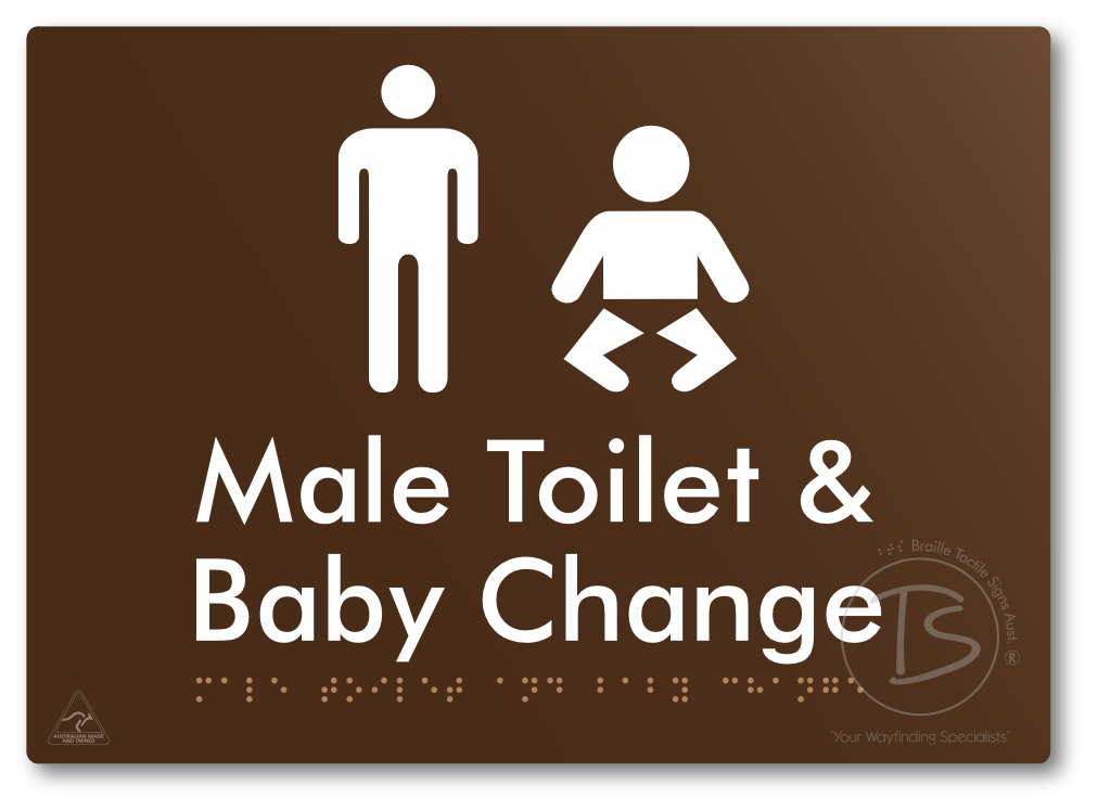 Male Toilet and Baby Change - Braille Tactile Signs Aust.