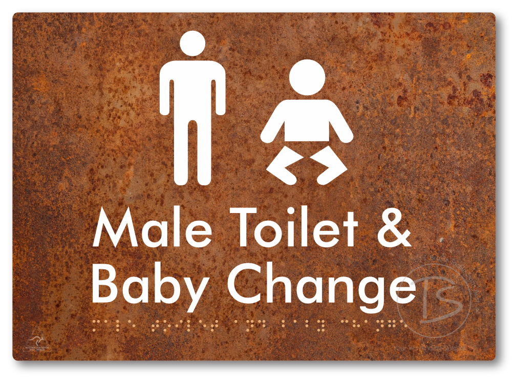 Male Toilet and Baby Change - Braille Tactile Signs Aust.