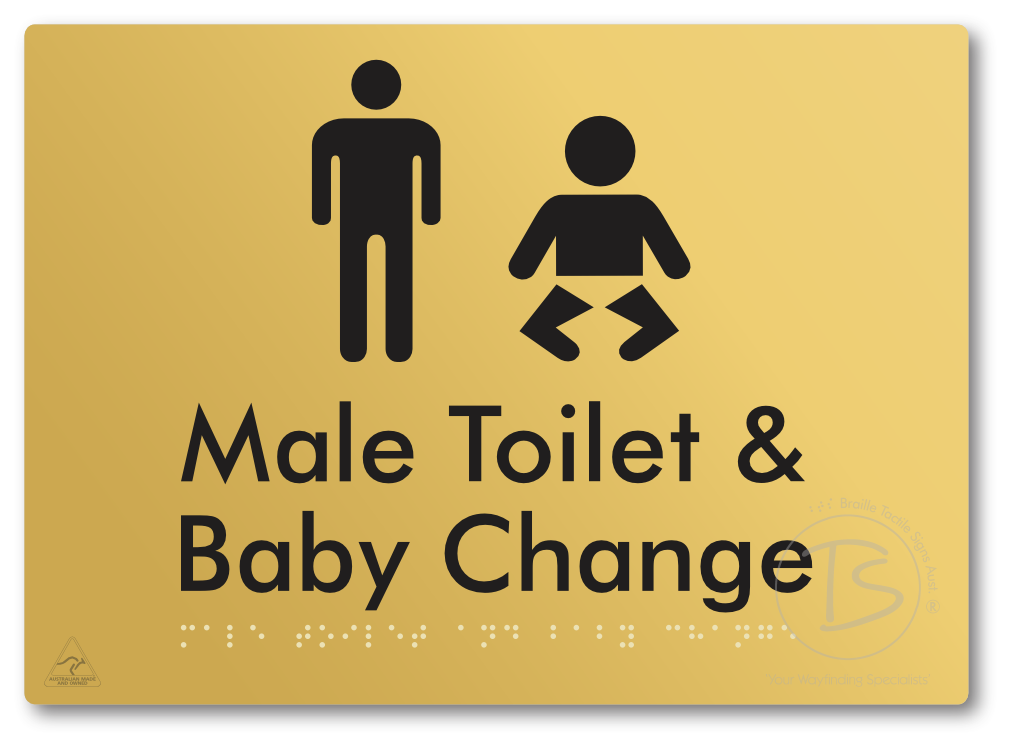 Male Toilet and Baby Change - Braille Tactile Signs Aust.