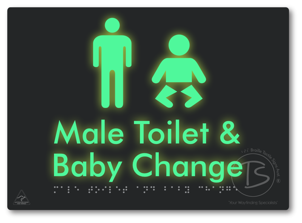 Male Toilet and Baby Change - Braille Tactile Signs Aust.