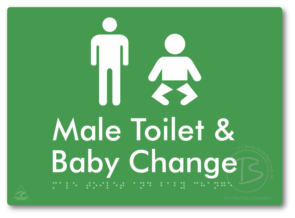 Male Toilet and Baby Change - Braille Tactile Signs Aust.