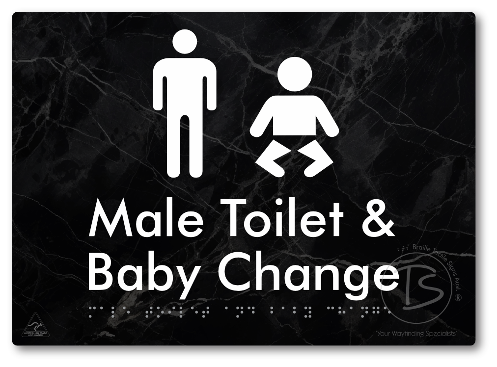 Male Toilet and Baby Change - Braille Tactile Signs Aust.