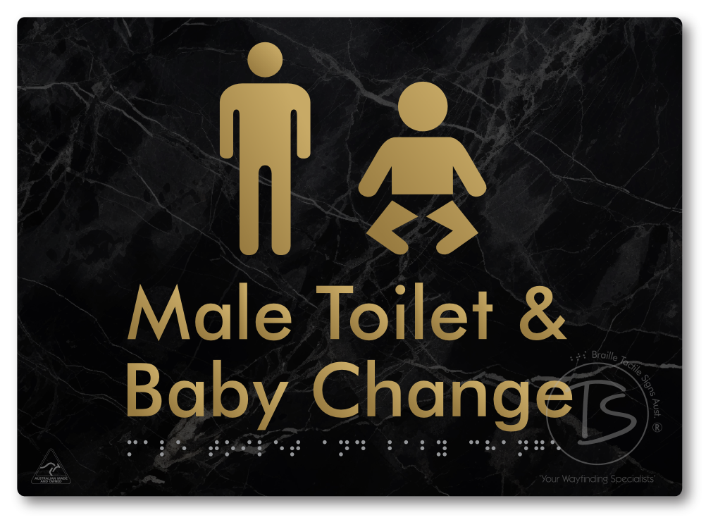 Male Toilet and Baby Change - Braille Tactile Signs Aust.