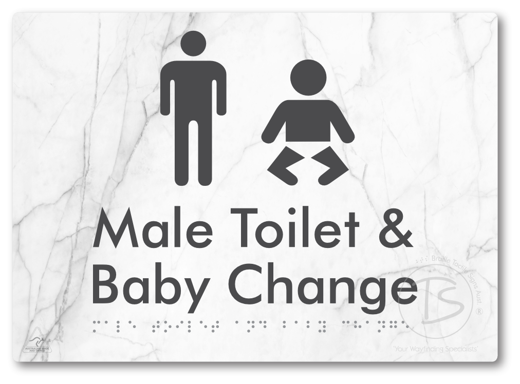 Male Toilet and Baby Change - Braille Tactile Signs Aust.