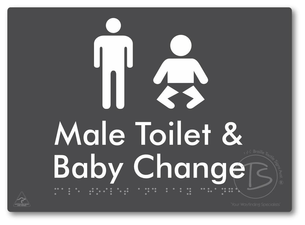 Male Toilet and Baby Change - Braille Tactile Signs Aust.