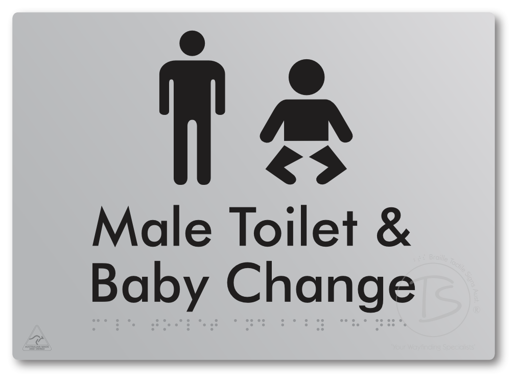Male Toilet and Baby Change - Braille Tactile Signs Aust.