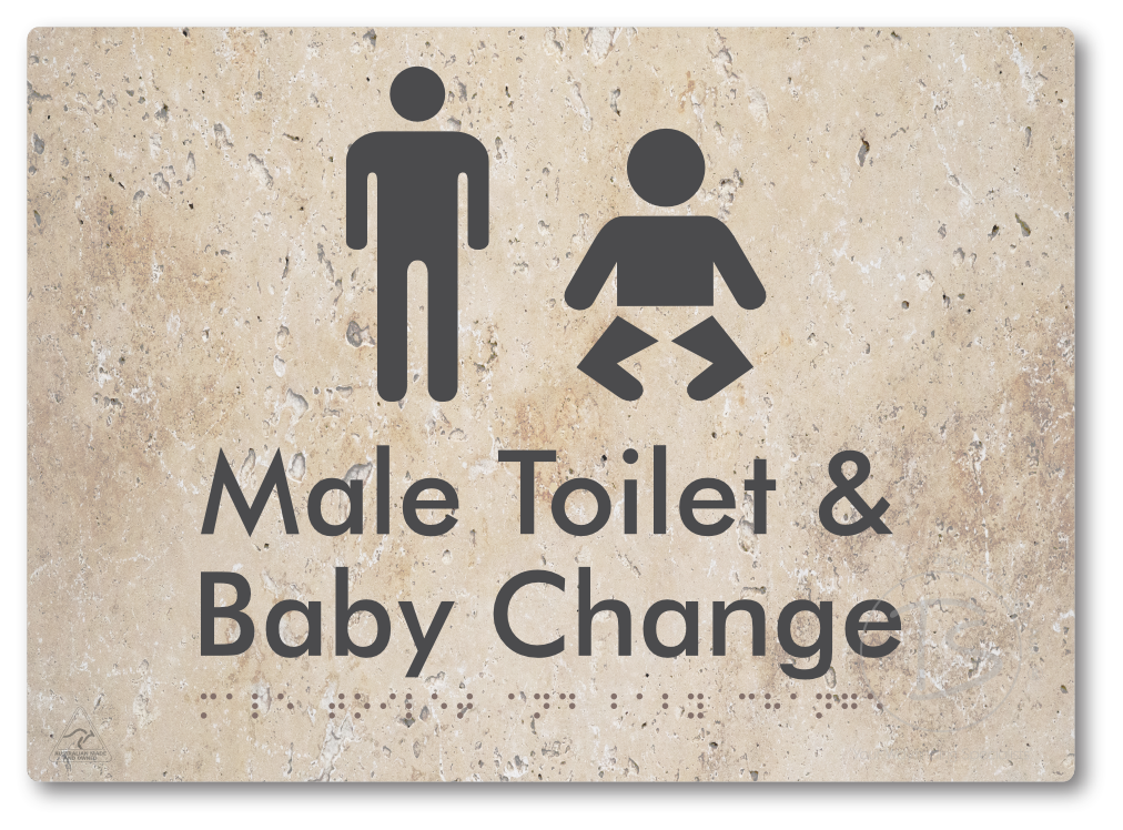 Male Toilet and Baby Change - Braille Tactile Signs Aust.