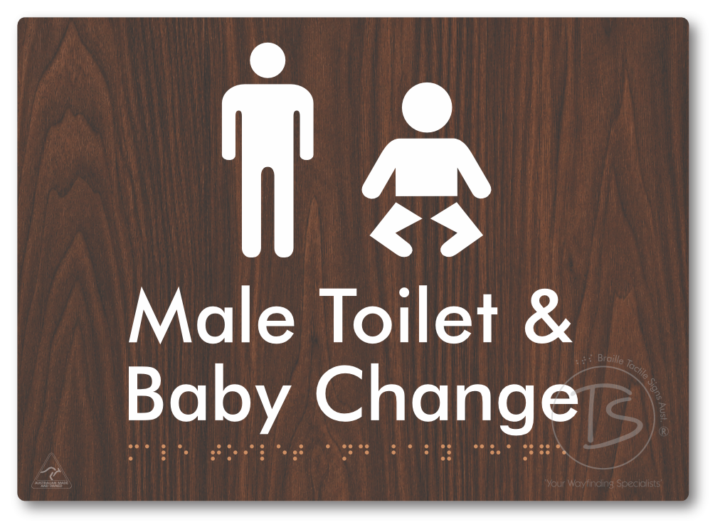 Male Toilet and Baby Change - Braille Tactile Signs Aust.