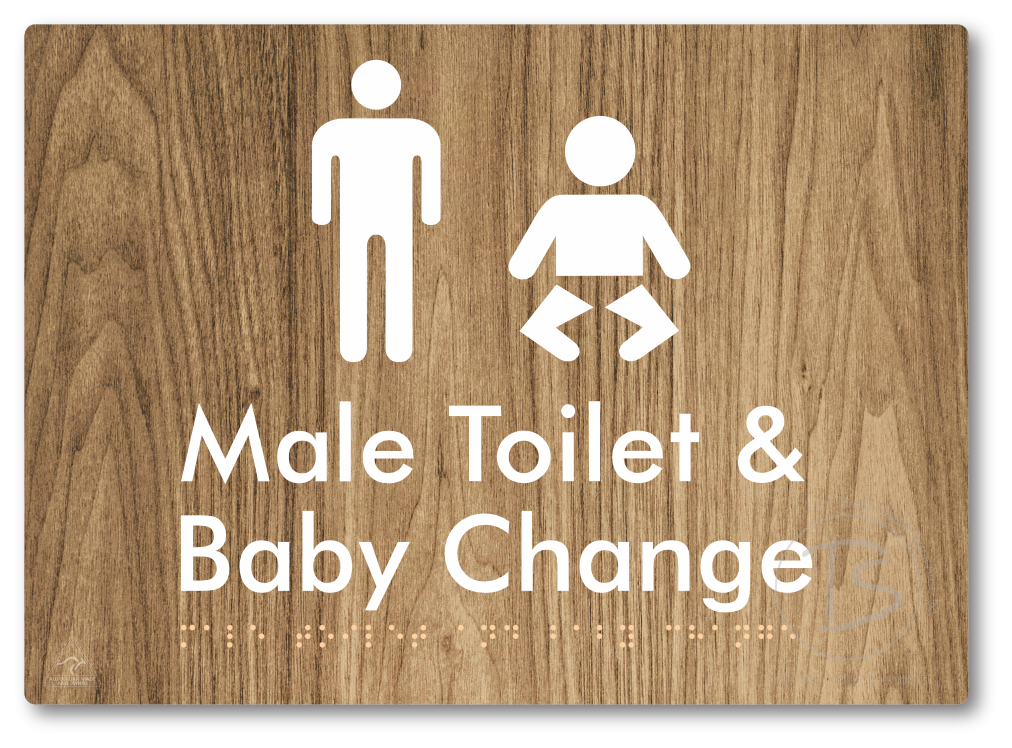 Male Toilet and Baby Change - Braille Tactile Signs Aust.