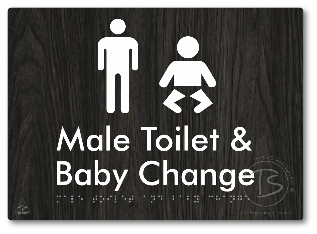 Male Toilet and Baby Change - Braille Tactile Signs Aust.