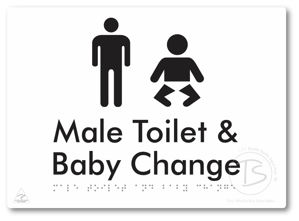 Male Toilet and Baby Change - Braille Tactile Signs Aust.