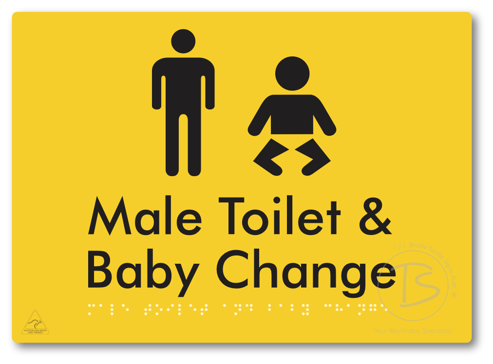 Male Toilet and Baby Change - Braille Tactile Signs Aust.