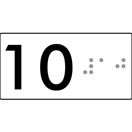 Lift Button Sign Level 10 - Braille Tactile Signs Aust.