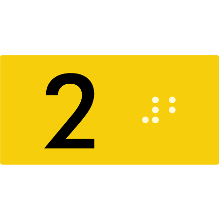 Lift Button Sign Level 2 - Braille Tactile Signs Aust.