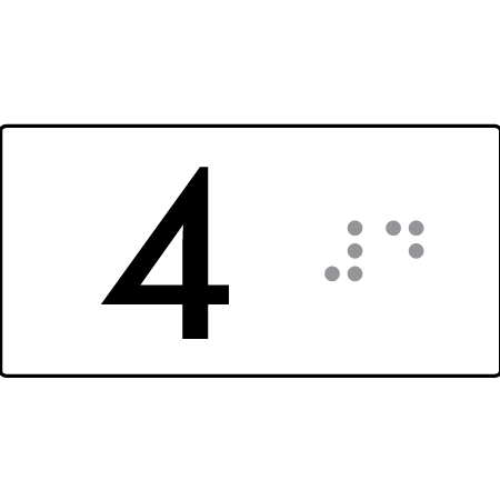 Lift Button Sign Level 4 - Braille Tactile Signs Aust.