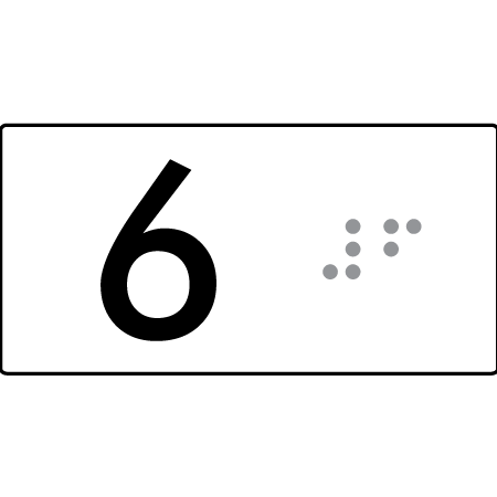 Lift Button Sign Level 6 - Braille Tactile Signs Aust.
