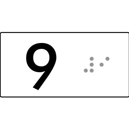 Lift Button Sign Level 9 - Braille Tactile Signs Aust.