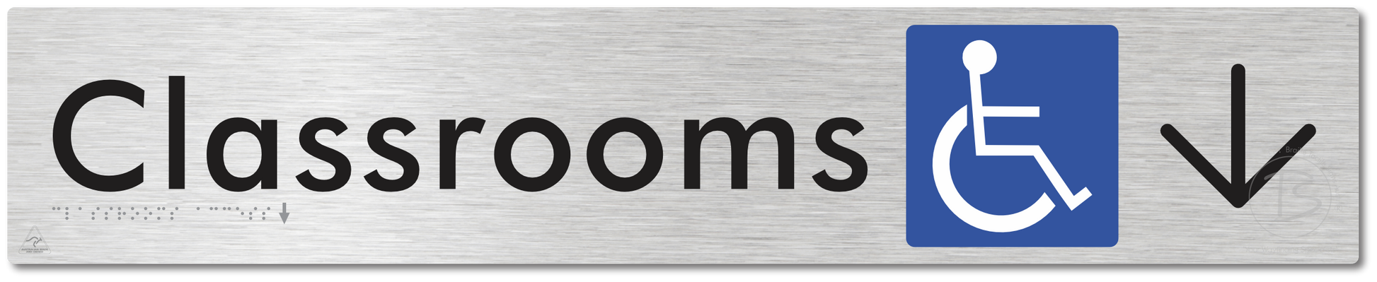 Accessible Classroom Access with Large Directional Arrow - Braille Tactile Signs Aust.
