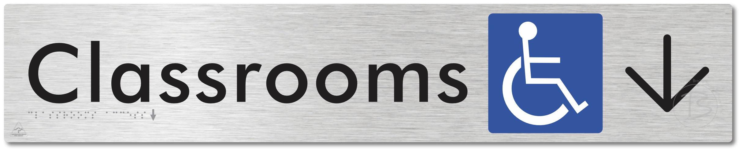 Accessible Classroom Access with Large Directional Arrow - Braille Tactile Signs Aust.