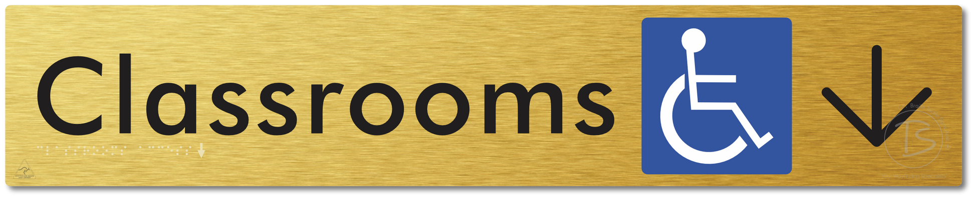 Accessible Classroom Access with Large Directional Arrow - Braille Tactile Signs Aust.