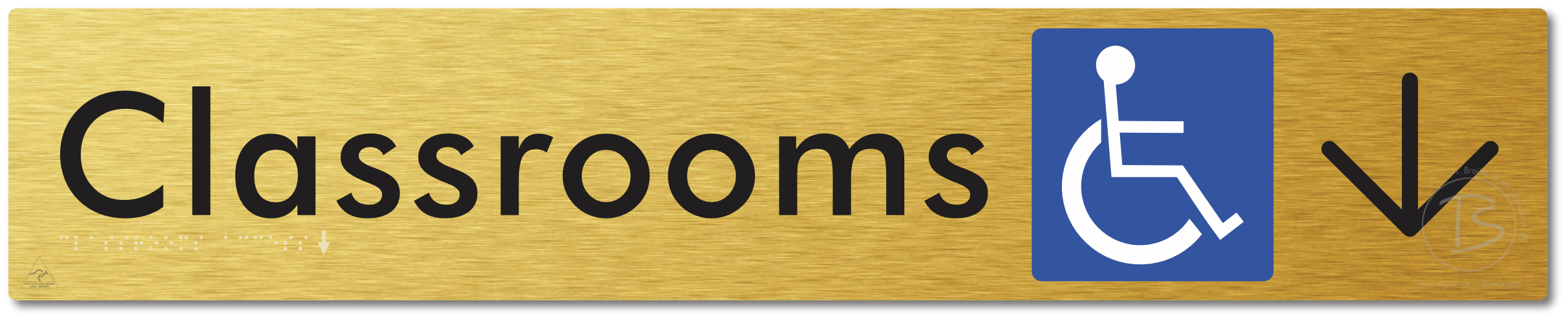Accessible Classroom Access with Large Directional Arrow - Braille Tactile Signs Aust.
