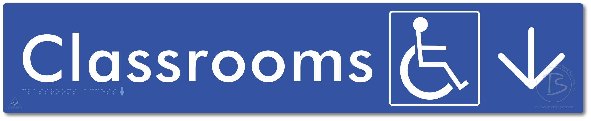 Accessible Classroom Access with Large Directional Arrow - Braille Tactile Signs Aust.