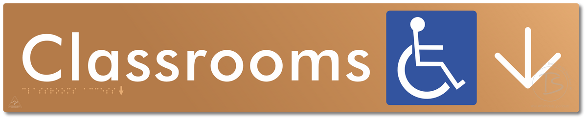 Accessible Classroom Access with Large Directional Arrow - Braille Tactile Signs Aust.