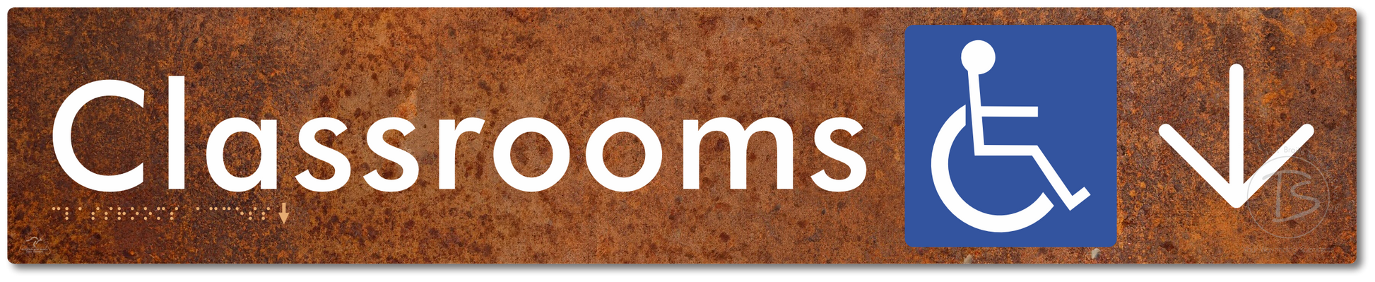 Accessible Classroom Access with Large Directional Arrow - Braille Tactile Signs Aust.
