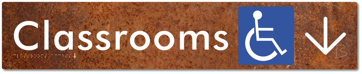 Accessible Classroom Access with Large Directional Arrow - Braille Tactile Signs Aust.