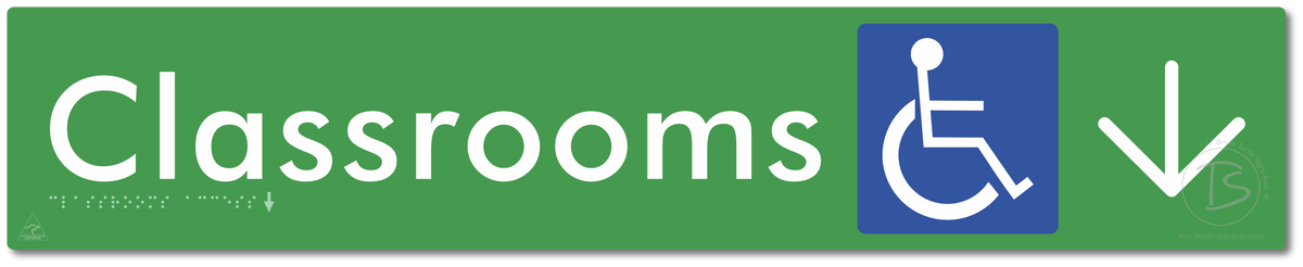 Accessible Classroom Access with Large Directional Arrow