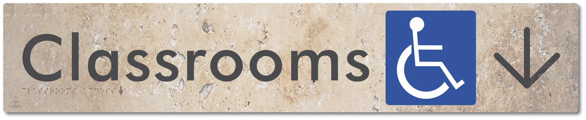 Accessible Classroom Access with Large Directional Arrow - Braille Tactile Signs Aust.