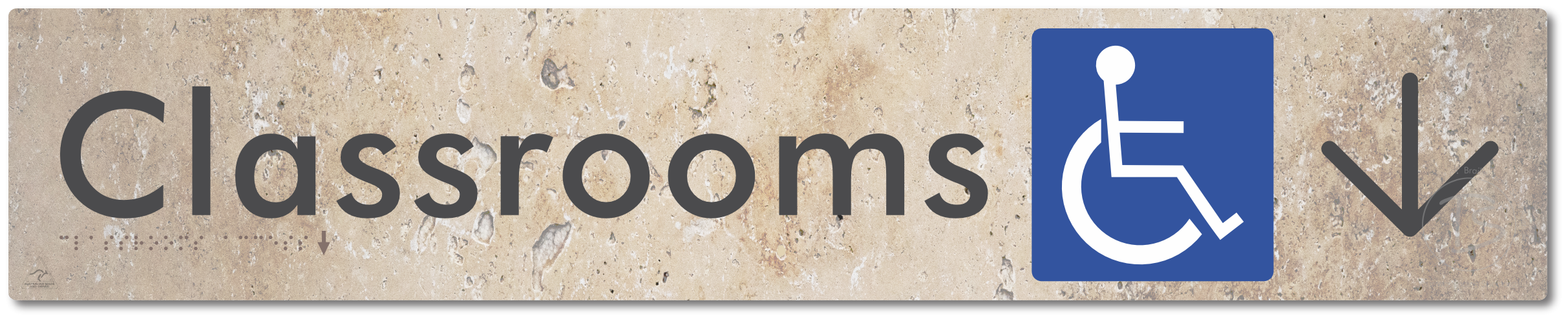 Accessible Classroom Access with Large Directional Arrow - Braille Tactile Signs Aust.
