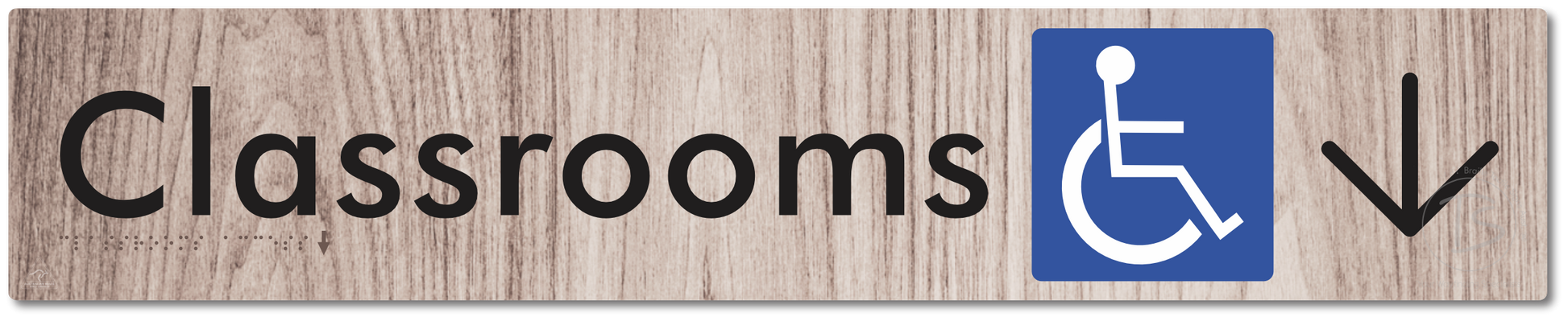 Accessible Classroom Access with Large Directional Arrow - Braille Tactile Signs Aust.